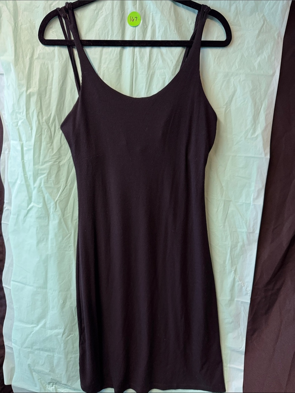 Black Ribbed Scoop Neck Tank Dress - Women
